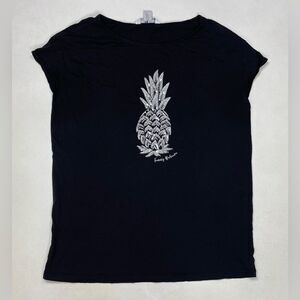 Tommy Bahama Pina Coolita Embellished Pineapple T-shirt Women XS Black